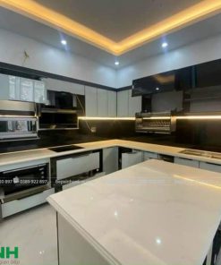 Tủ bếp Inox cánh kính mẫu 03