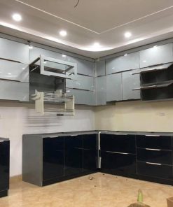 Tủ bếp Inox cánh kính cường lực