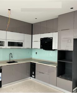 Tủ bếp nhôm cánh kính Châu Âu