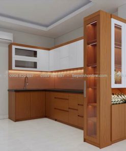 Tủ bếp Inox cánh kính hiện đại